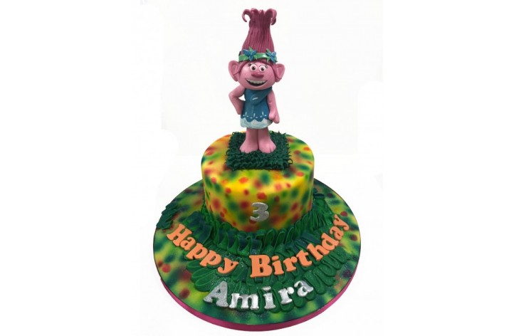 Poppy Troll Cake with Sugar Figure